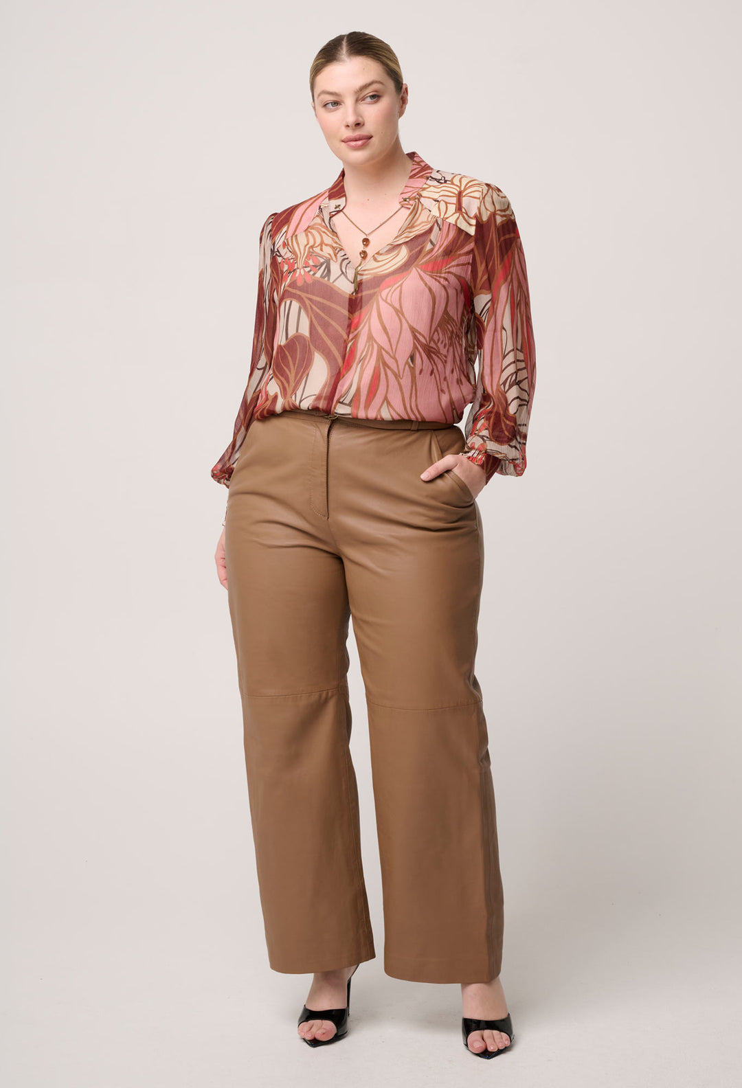 Once Was | Freya Sheer Viscose Blouse with Embellished Neck Detail | Cathedral Botanic - Dutch Hideout