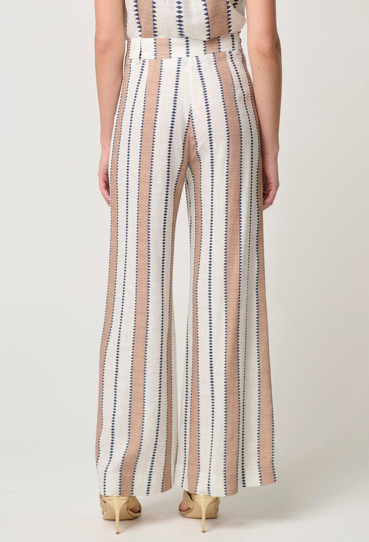 Once Was | Dynasty Linen Viscose Pant | Cayman Stripe