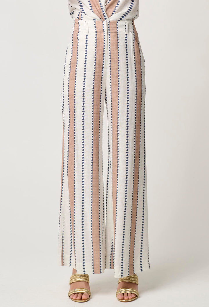 Once Was | Dynasty Linen Viscose Pant | Cayman Stripe