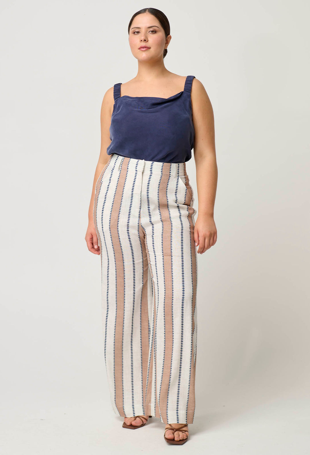 Once Was | Dynasty Linen Viscose Pant | Cayman Stripe