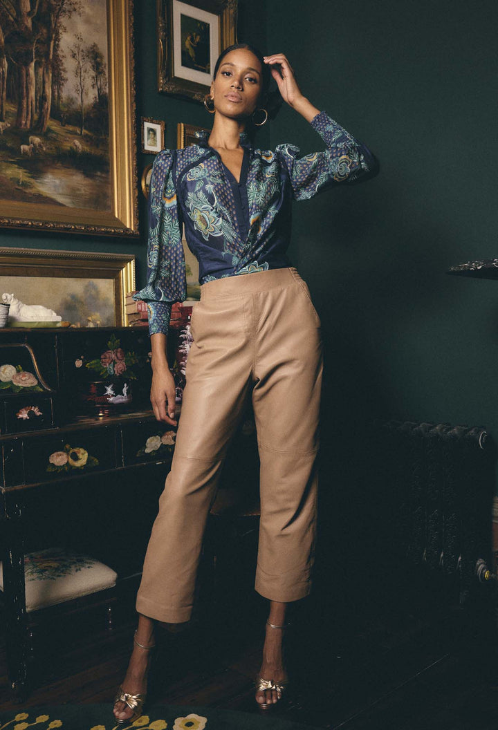 Once Was | Montoya Leather Straight Leg Pant | Wheat