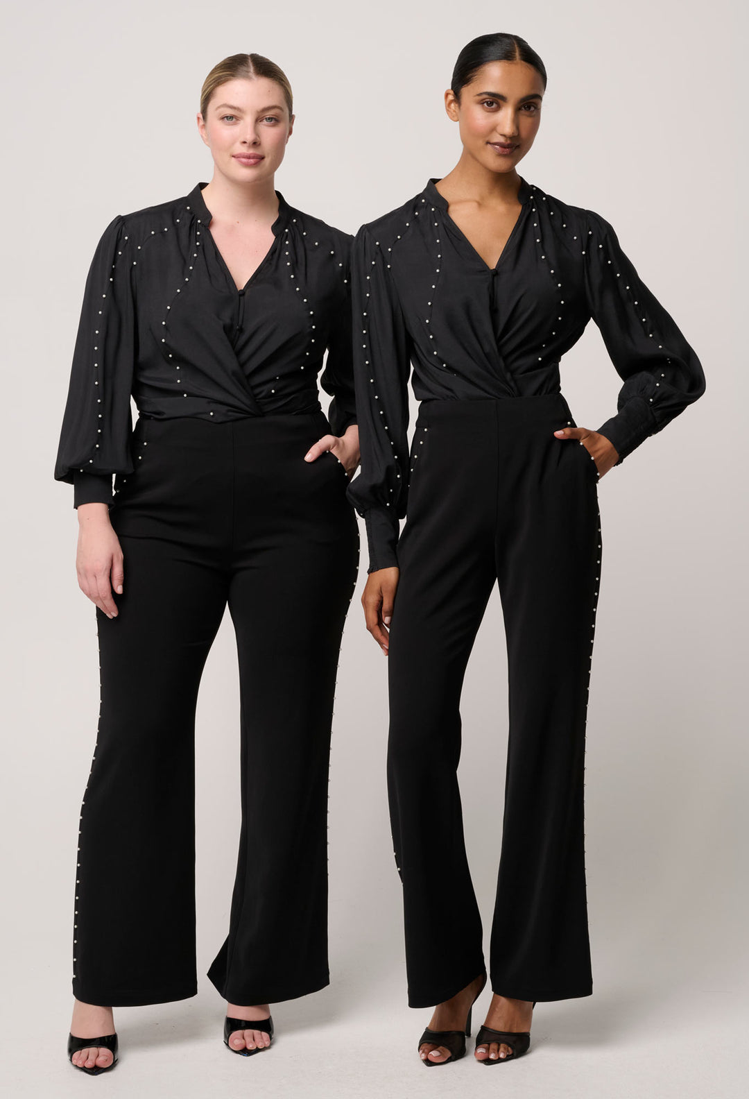 Once Was | Marcela Pearl Embellished Viscose Stretch Pant | Black - Dutch Hideout