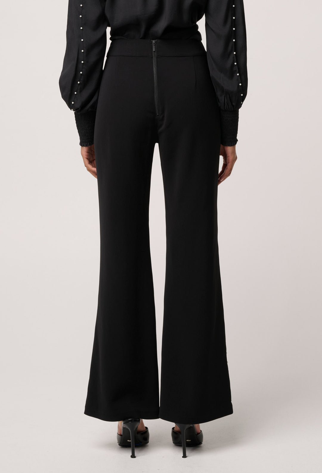 Once Was | Marcela Pearl Embellished Viscose Stretch Pant | Black - Dutch Hideout