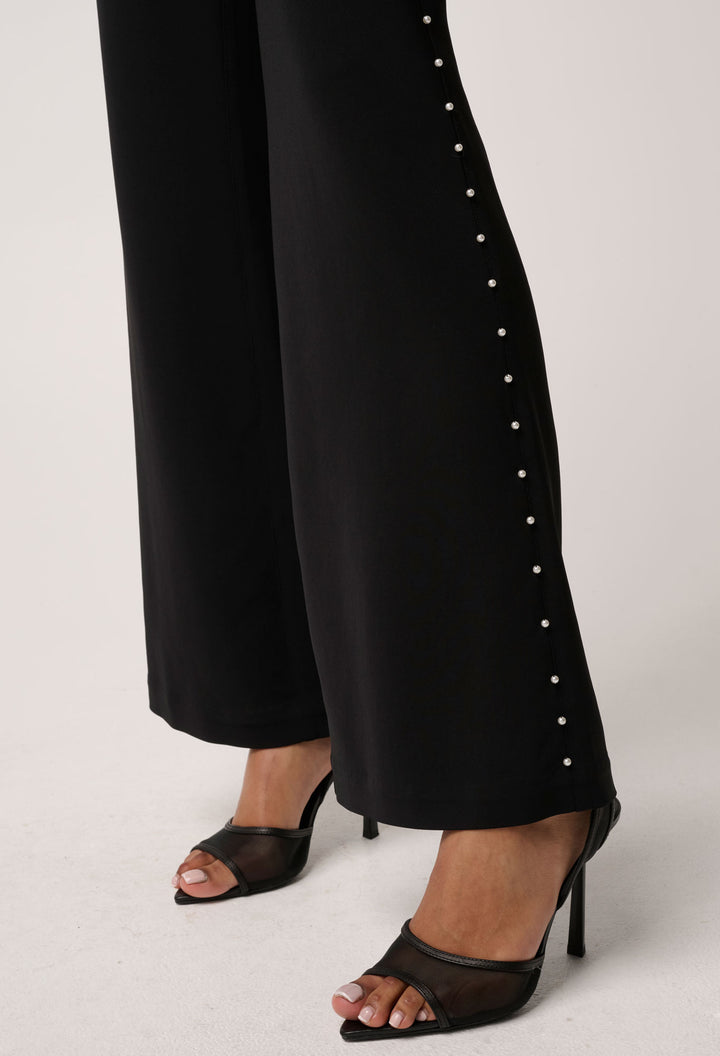 Once Was | Marcela Pearl Embellished Viscose Stretch Pant | Black - Dutch Hideout