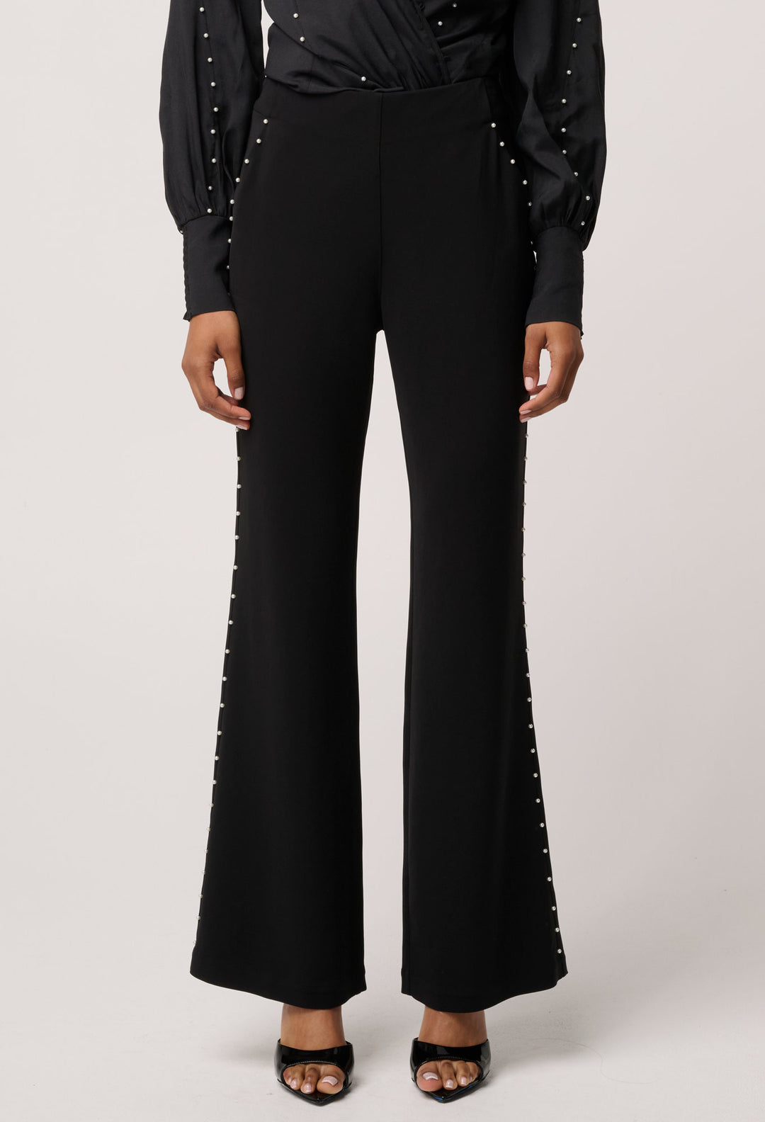 Once Was | Marcela Pearl Embellished Viscose Stretch Pant | Black - Dutch Hideout