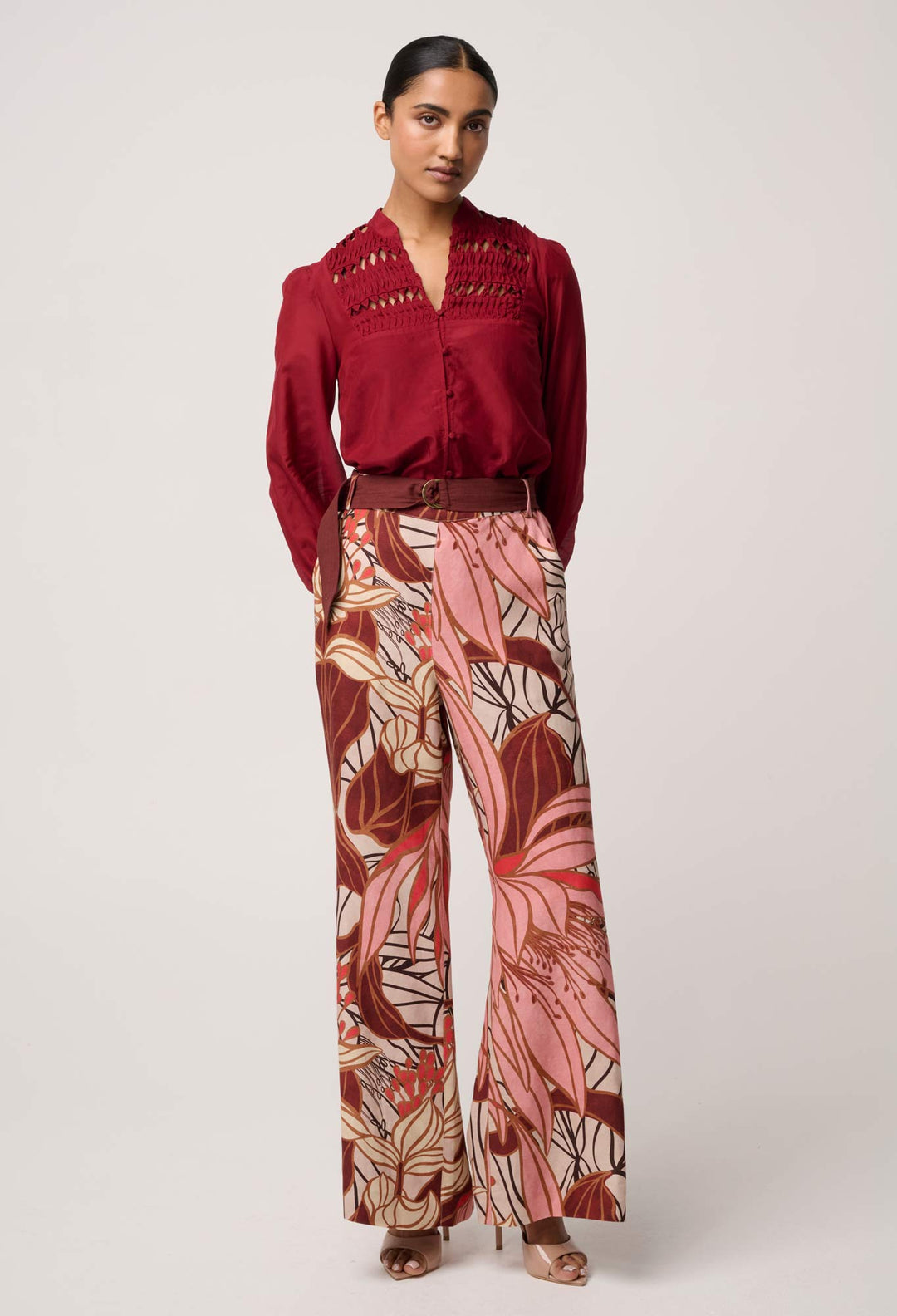 Once Was | Adele Linen Viscose Belted Printed Pant | Cathedral Botanic - Dutch Hideout