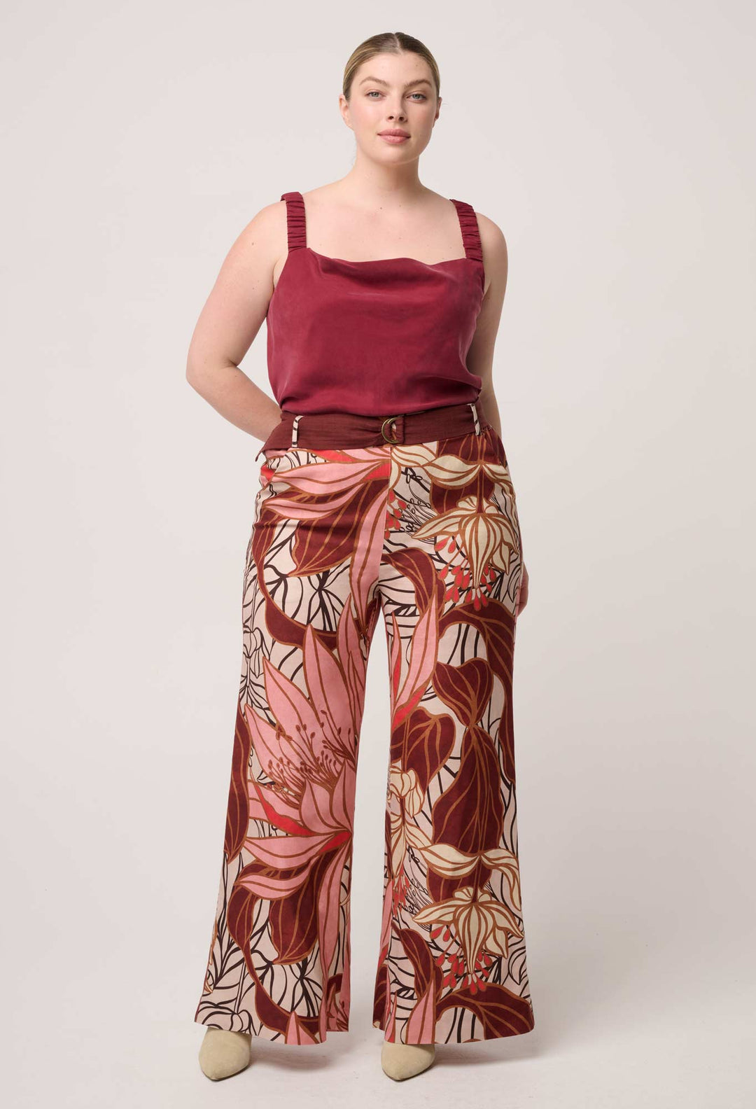 Once Was | Adele Linen Viscose Belted Printed Pant | Cathedral Botanic - Dutch Hideout