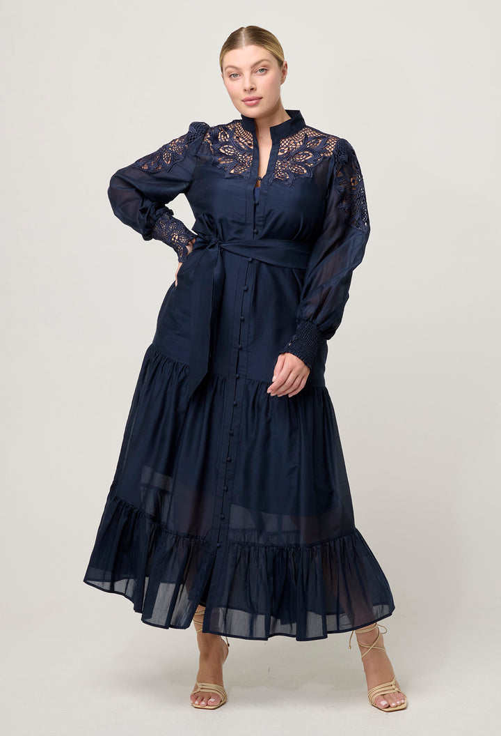 Once Was | Mirador Cotton Silk Maxi Dress | Night Sky