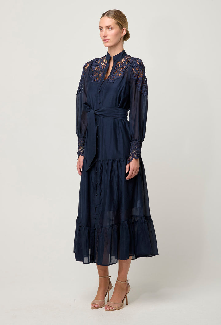 Once Was | Mirador Cotton Silk Maxi Dress | Night Sky