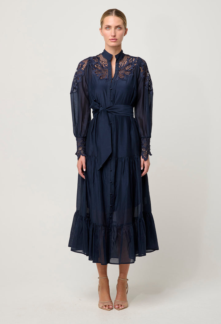 Once Was | Mirador Cotton Silk Maxi Dress | Night Sky