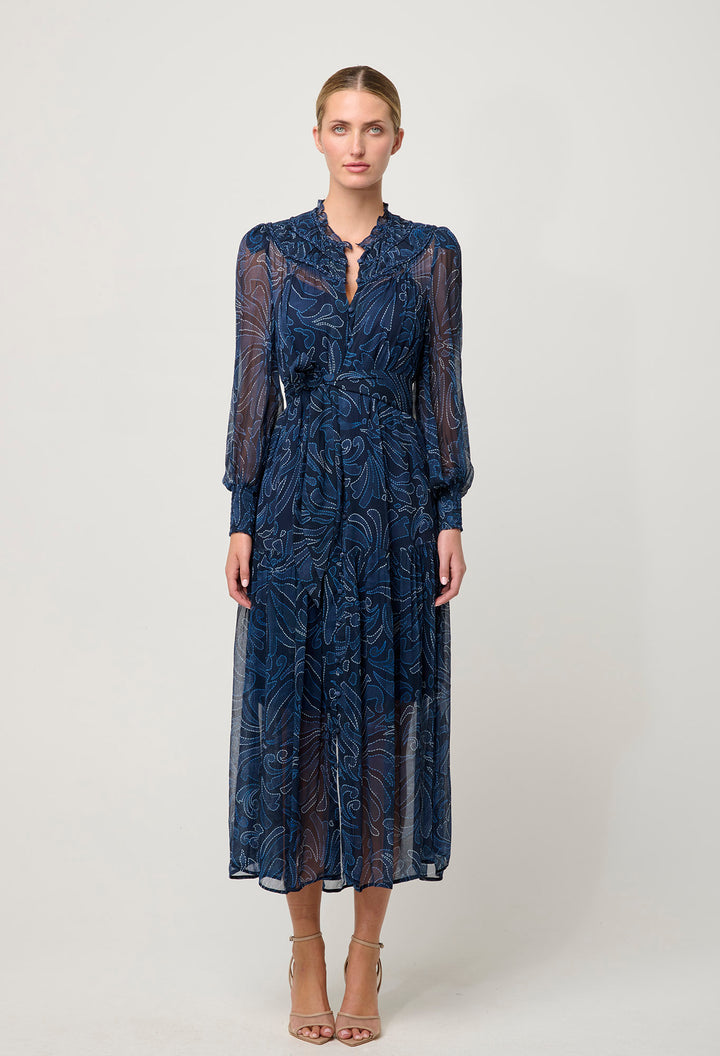 Once Was | Solana Viscose Chiffon Midi Dress | Altamira