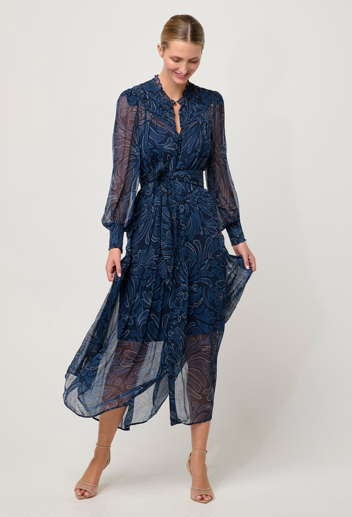 Once Was | Solana Viscose Chiffon Midi Dress | Altamira