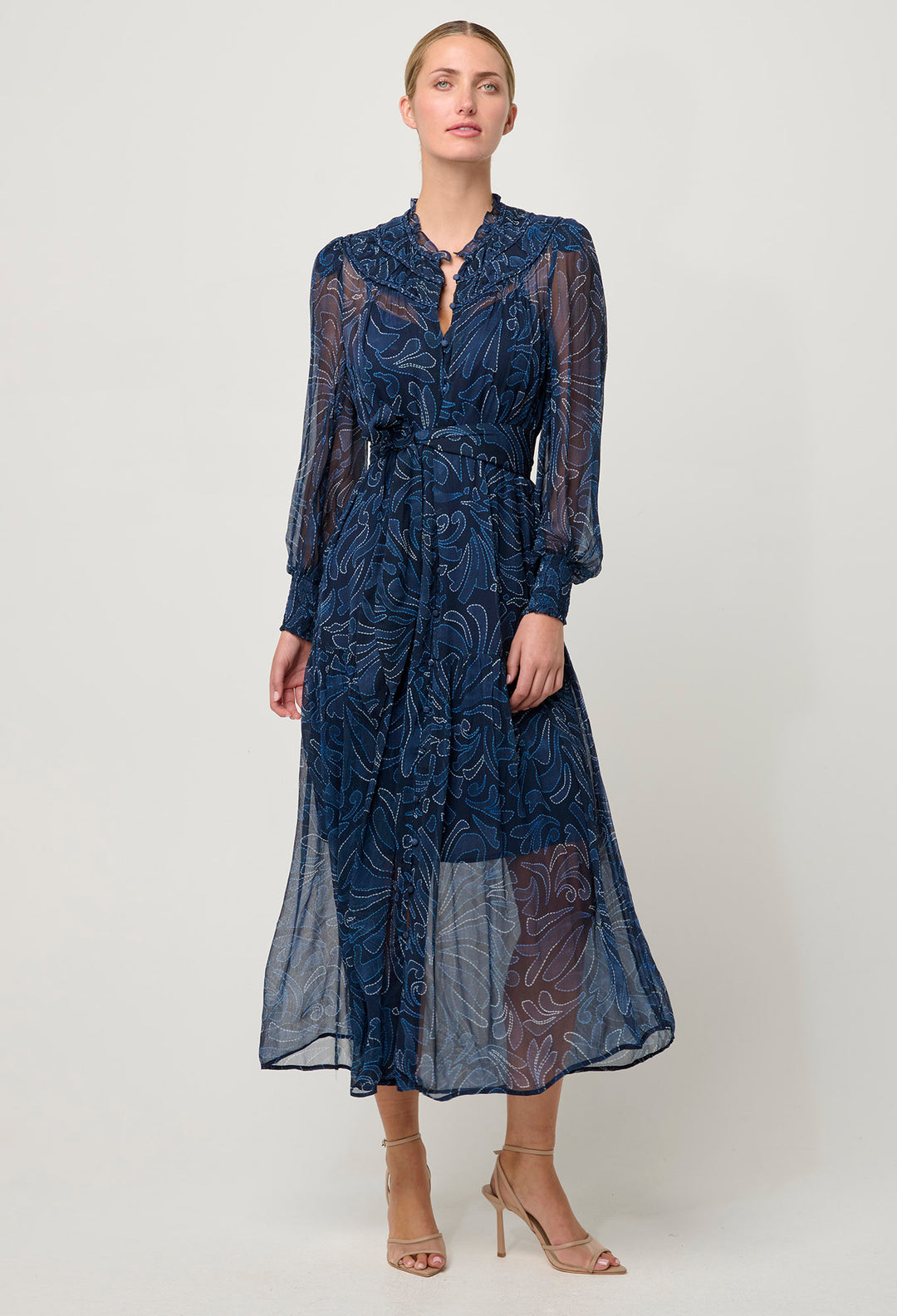 Once Was | Solana Viscose Chiffon Midi Dress | Altamira
