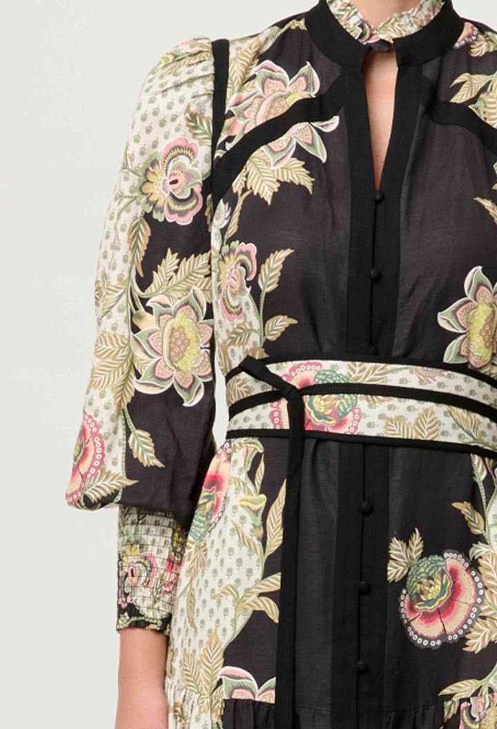 Once Was | Espada Linen Viscose Maxi Dress | Mariposa Nero
