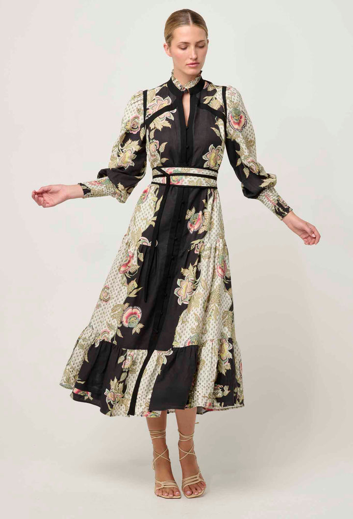 Once Was | Espada Linen Viscose Maxi Dress | Mariposa Nero