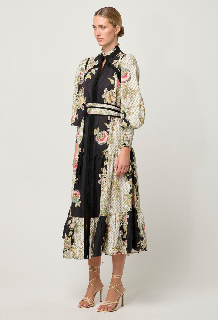 Once Was | Espada Linen Viscose Maxi Dress | Mariposa Nero