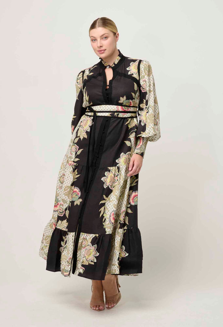 Once Was | Espada Linen Viscose Maxi Dress | Mariposa Nero