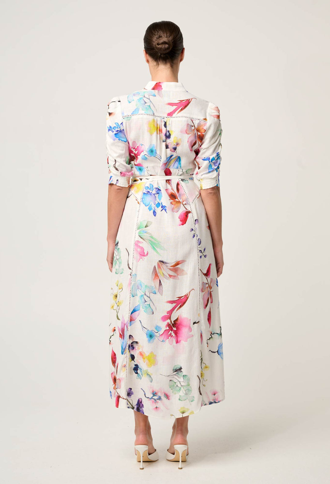 Once Was | Xenia Yoke Linen Viscose Dress | Plume Blossom