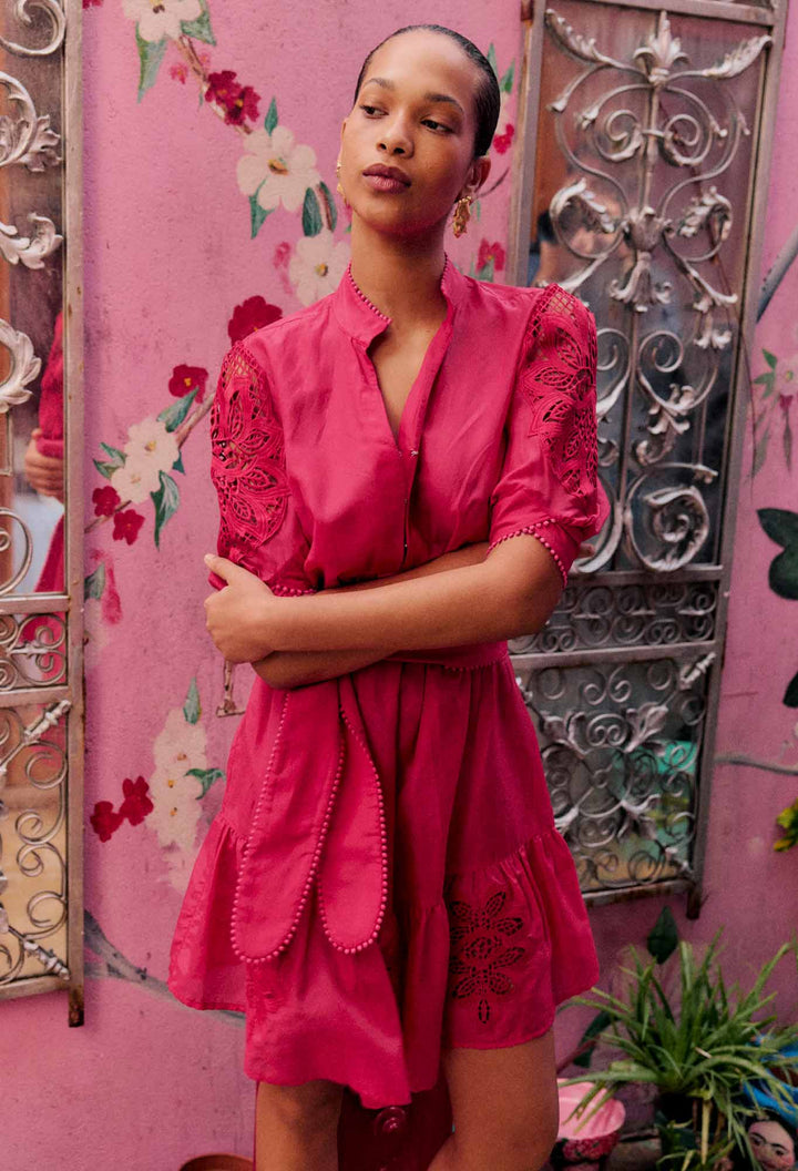 Once Was | Jamila Silk Cotton Dress | Ruby