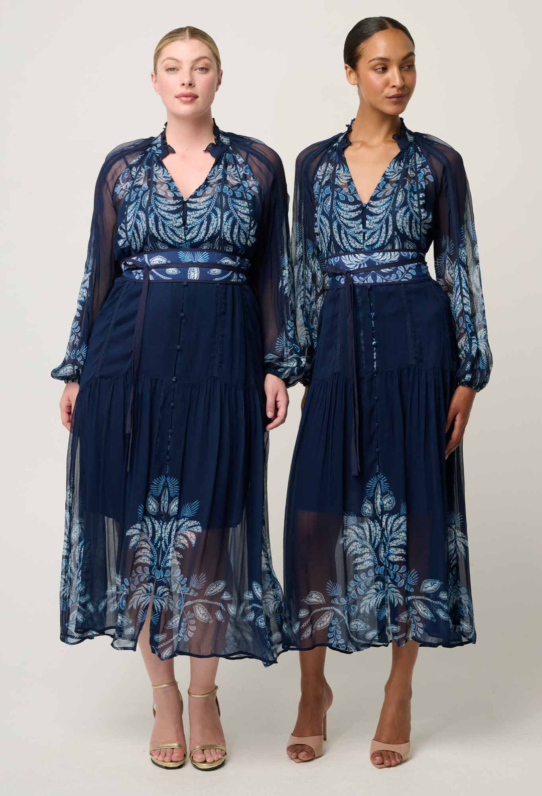 Once Was | Sloane Viscose Chiffon Print Midi Dress | Moonlight Batik - Dutch Hideout