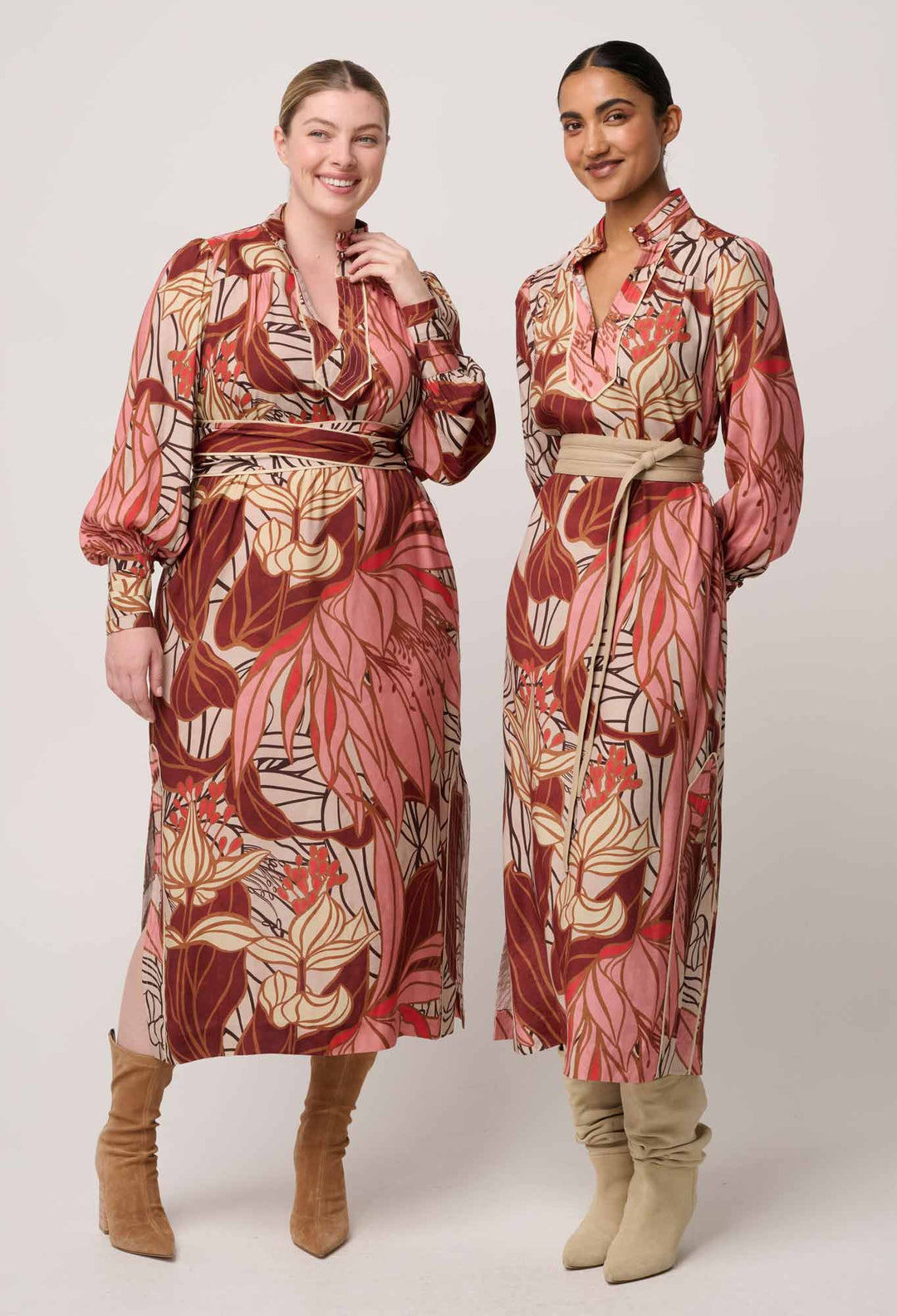 Once Was | Edith Viscose Blend Printed Column Midi Dress | Cathedral Botanic - Dutch Hideout