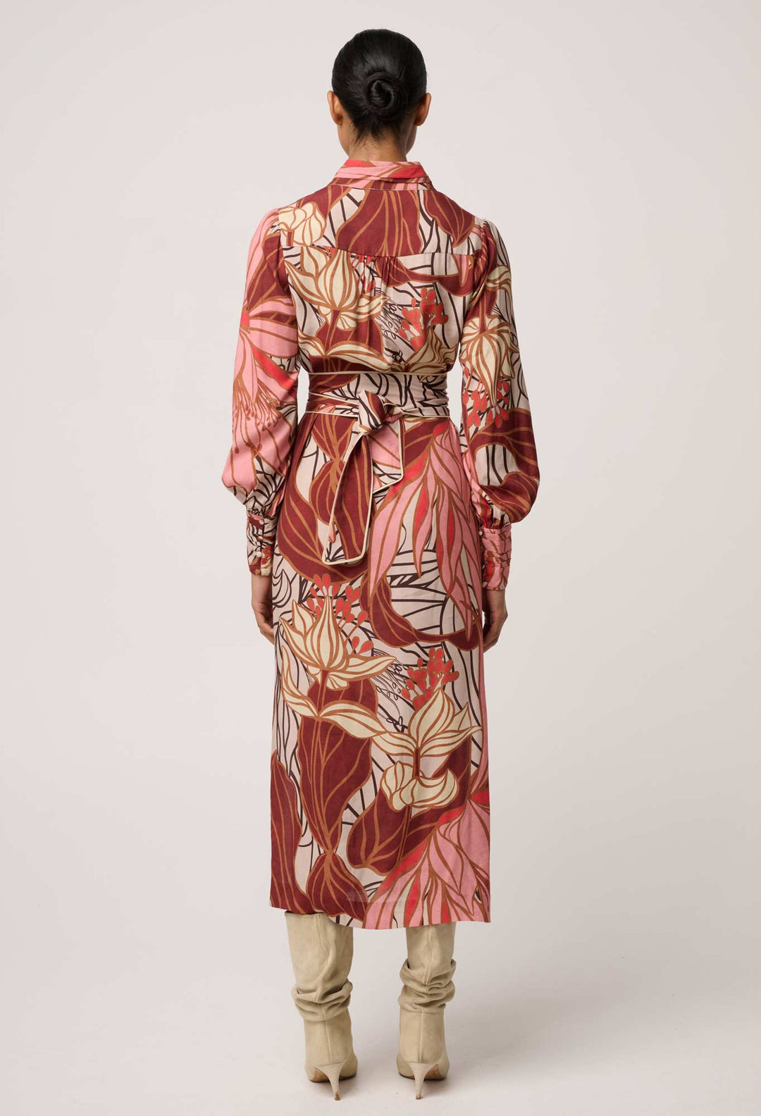Once Was | Edith Viscose Blend Printed Column Midi Dress | Cathedral Botanic - Dutch Hideout