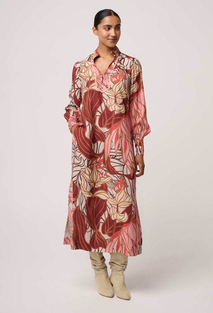 Once Was | Edith Viscose Blend Printed Column Midi Dress | Cathedral Botanic - Dutch Hideout