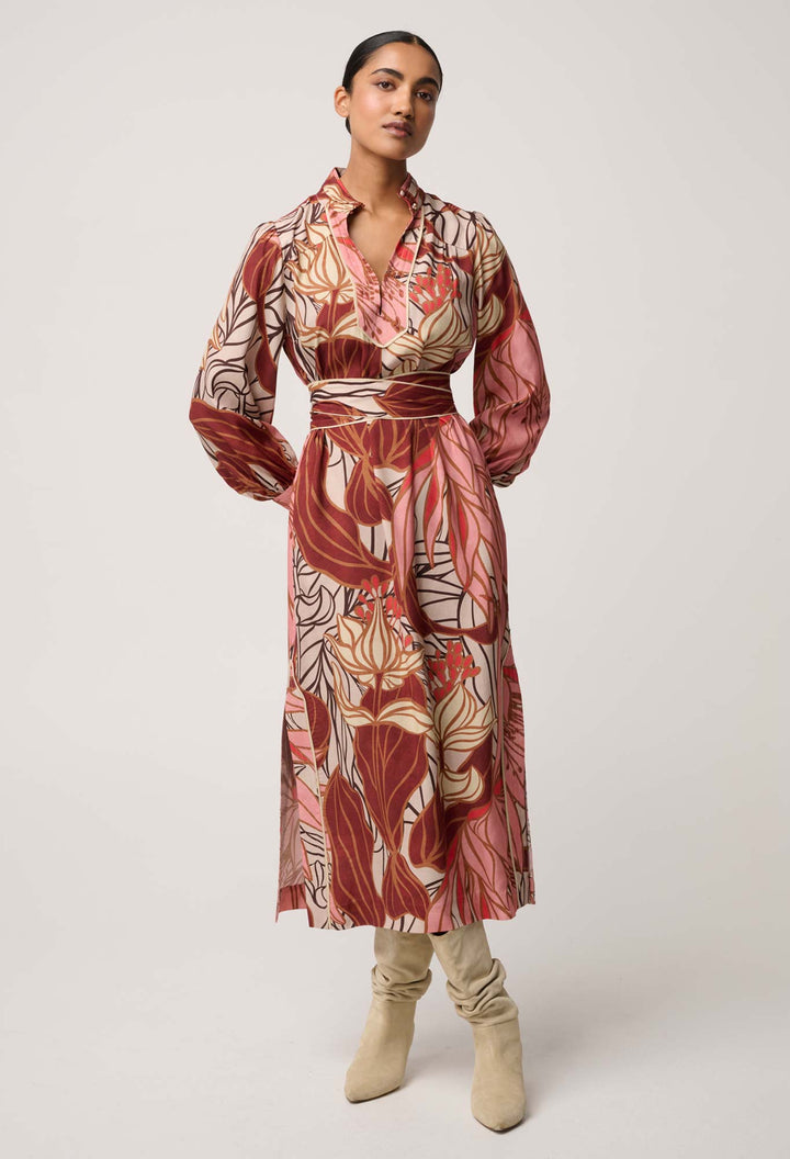 Once Was | Edith Viscose Blend Printed Column Midi Dress | Cathedral Botanic - Dutch Hideout