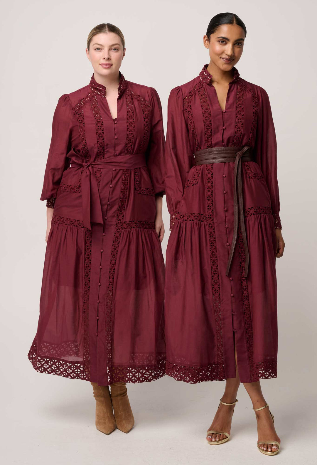 Once Was | Cascadian Cotton Silk Maxi Dress | Bordeaux - Dutch Hideout