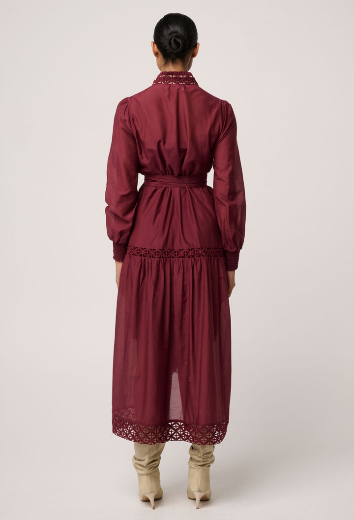 Once Was | Cascadian Cotton Silk Maxi Dress | Bordeaux - Dutch Hideout
