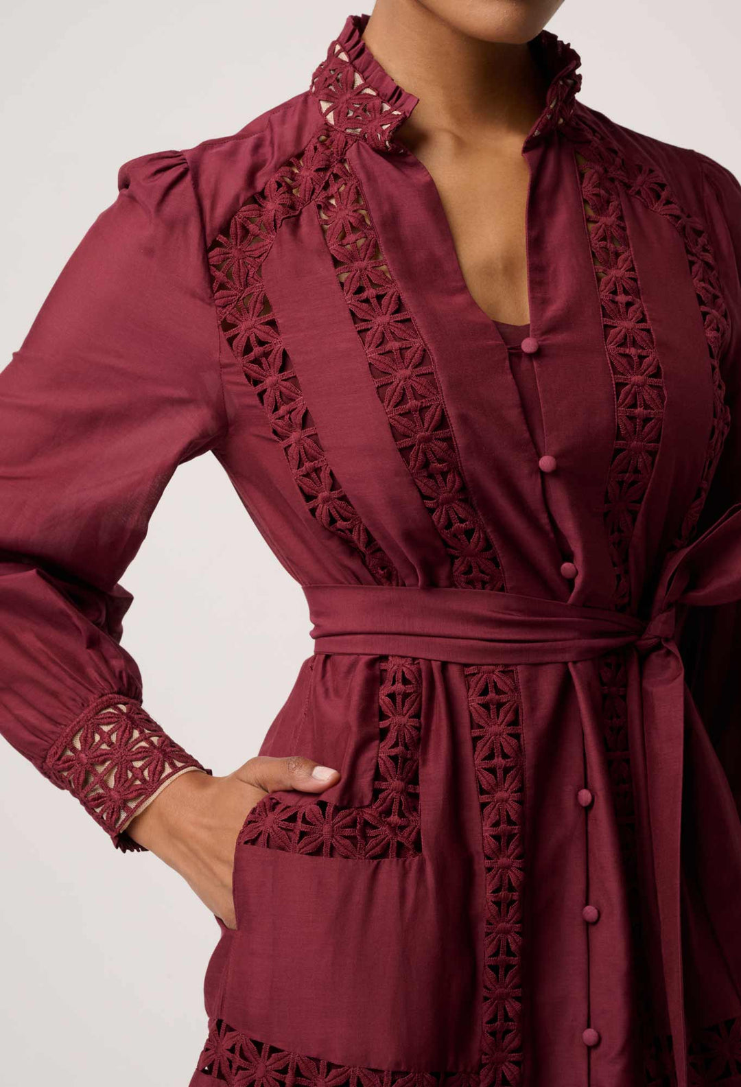 Once Was | Cascadian Cotton Silk Maxi Dress | Bordeaux - Dutch Hideout