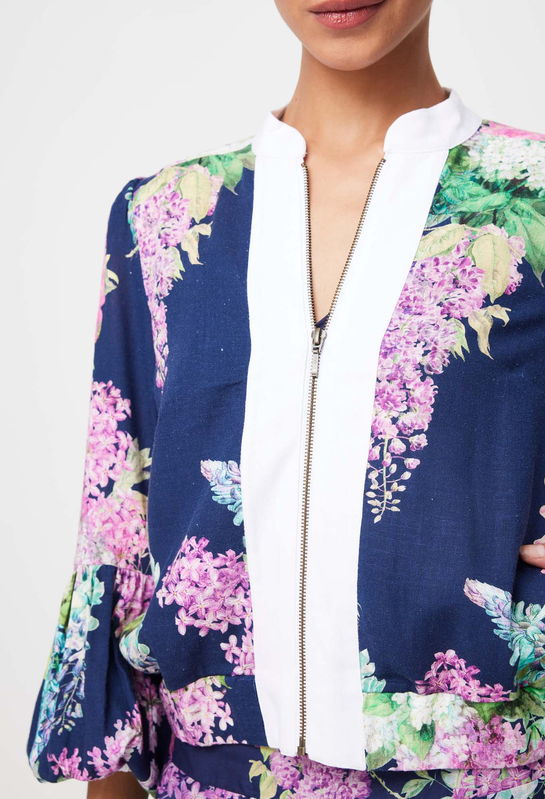 Once Was | Augustine Linen Viscose Jacket | Navy Wisteria