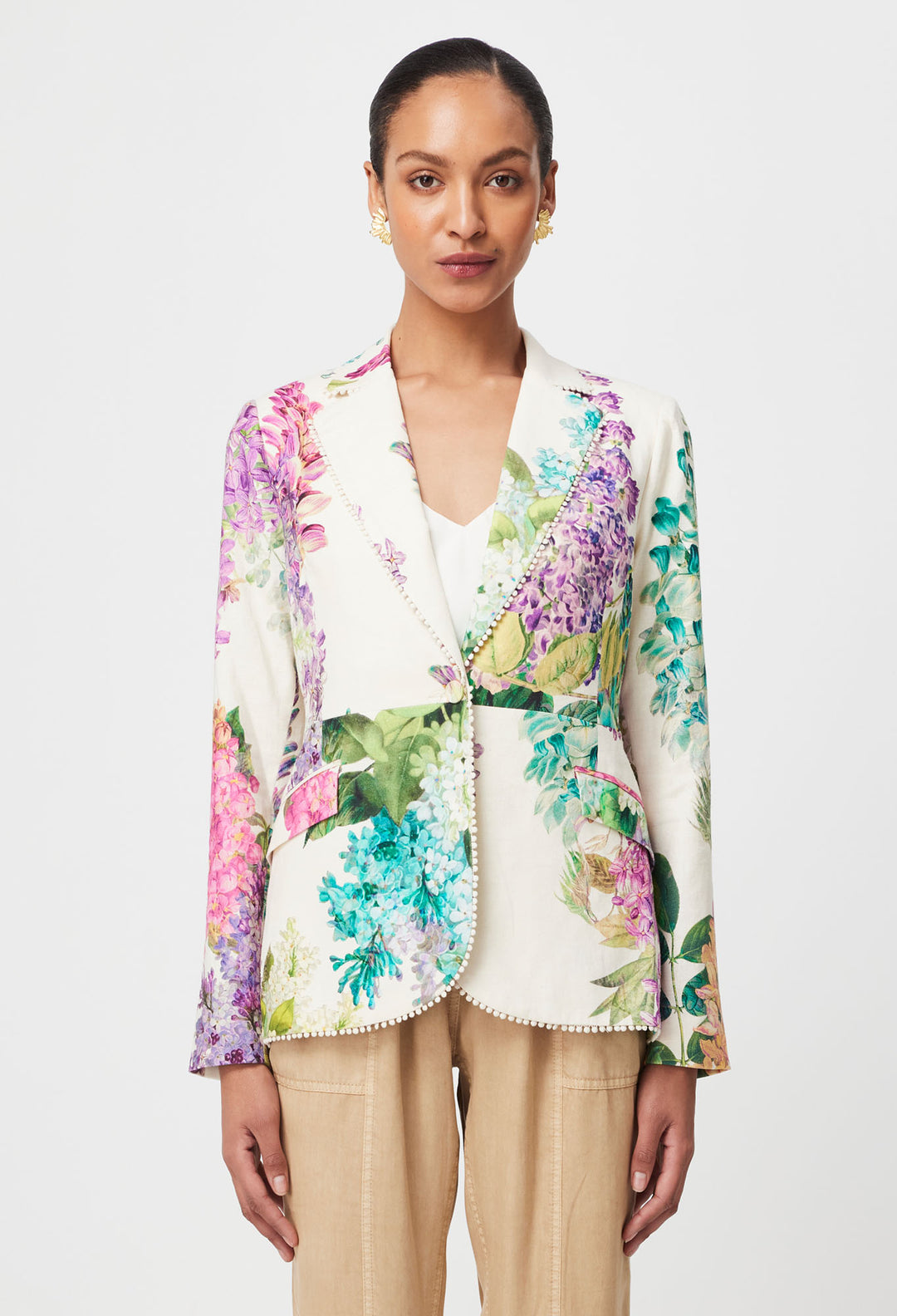 Once Was | Bahia Stretch Linen Viscose Blazer | Wisteria Alba