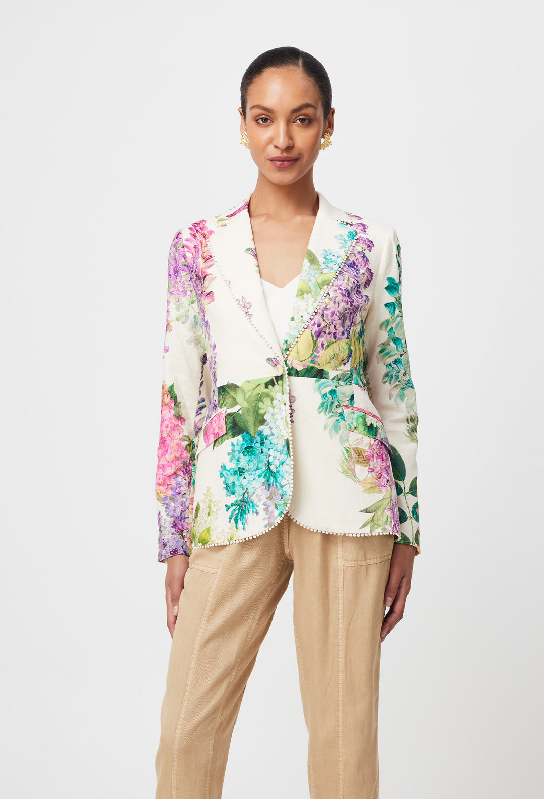 Once Was | Bahia Stretch Linen Viscose Blazer | Wisteria Alba