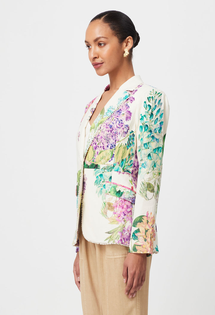 Once Was | Bahia Stretch Linen Viscose Blazer | Wisteria Alba