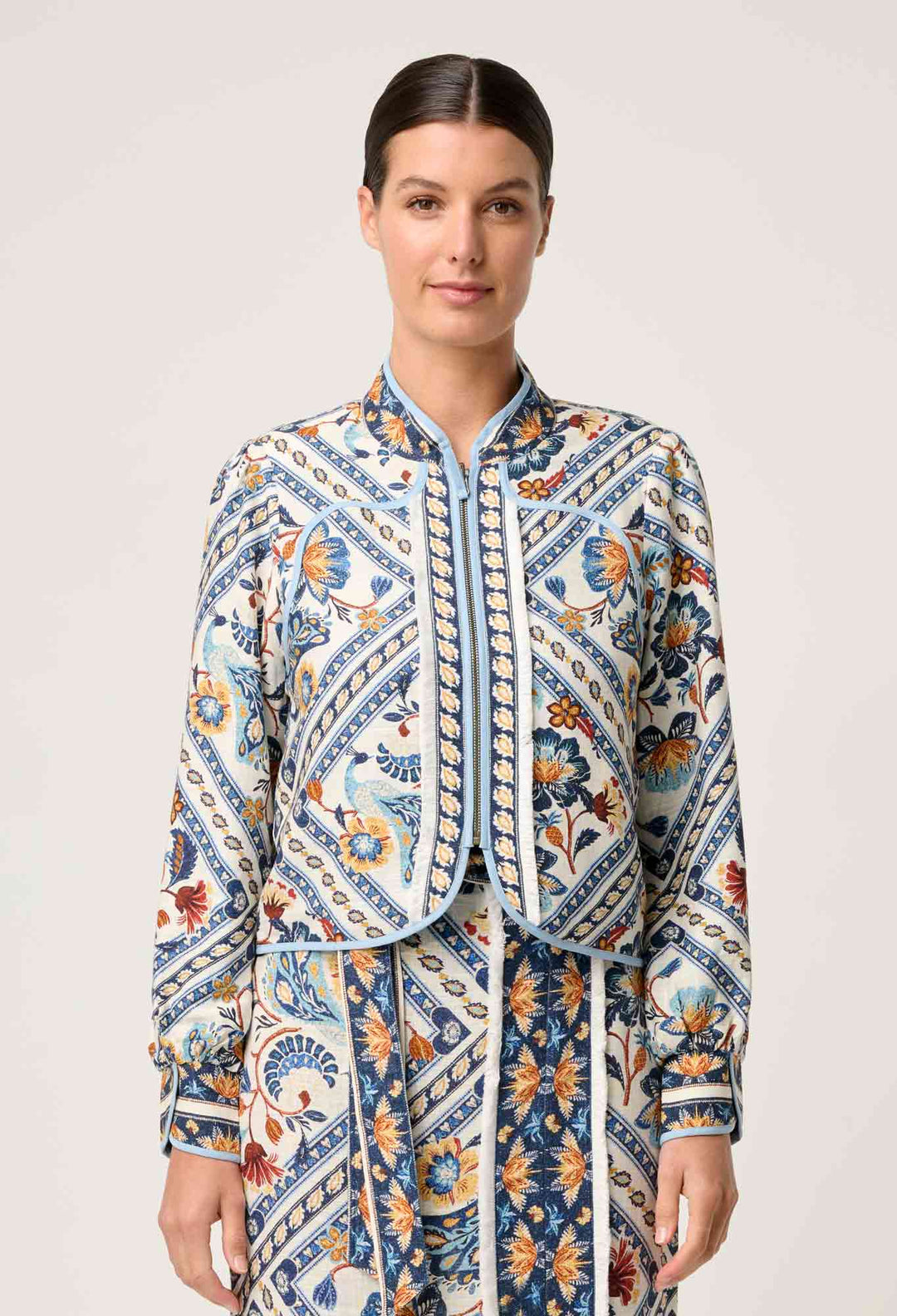 Once Was | Aurora Reversible Viscose & Tencel Fringe Jacket | Petinos Floros / Blue Ash