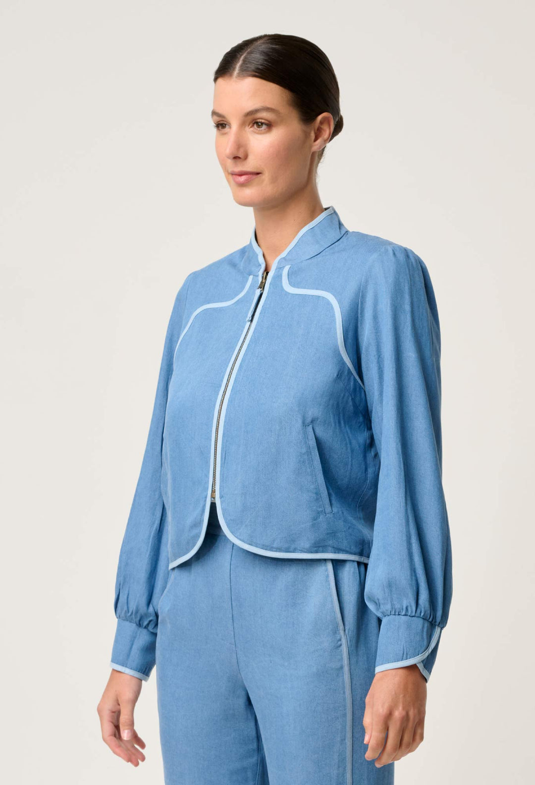 Once Was | Aurora Reversible Viscose & Tencel Fringe Jacket | Petinos Floros / Blue Ash