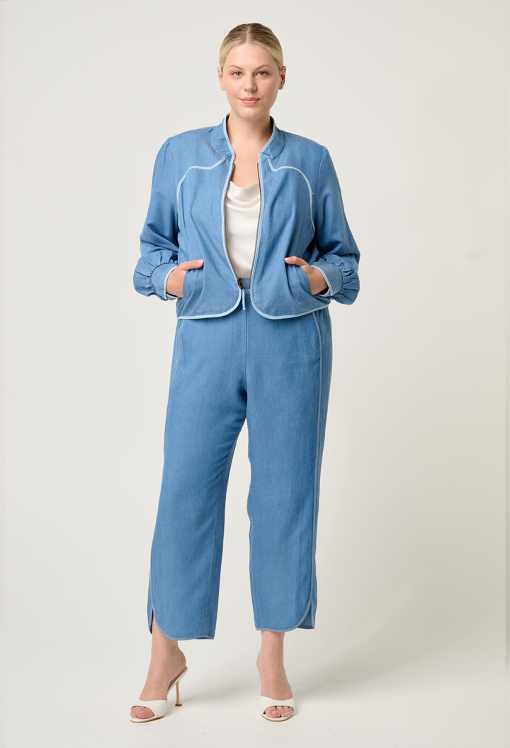 Once Was | Aurora Reversible Viscose & Tencel Fringe Jacket | Petinos Floros / Blue Ash