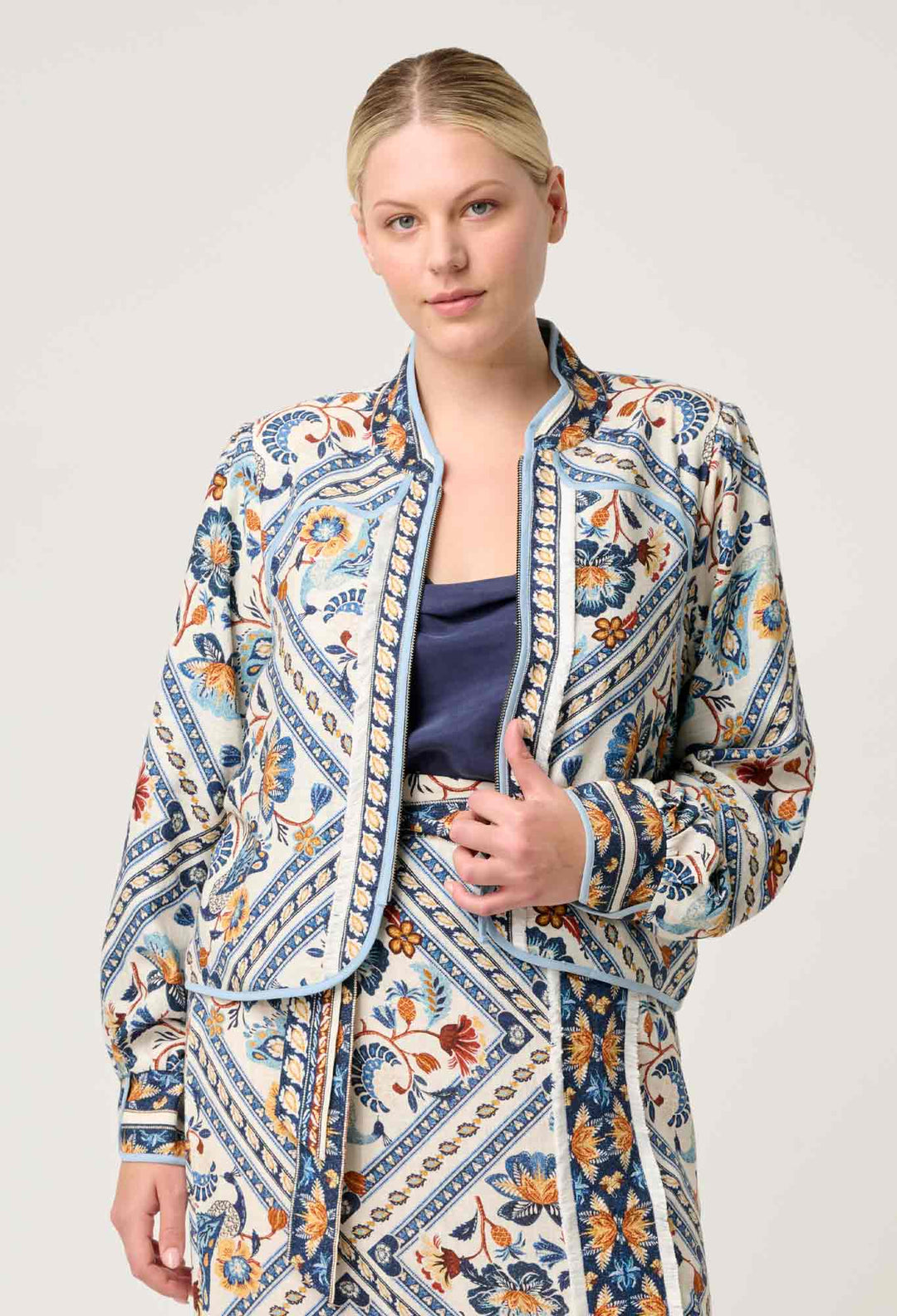 Once Was | Aurora Reversible Viscose & Tencel Fringe Jacket | Petinos Floros / Blue Ash