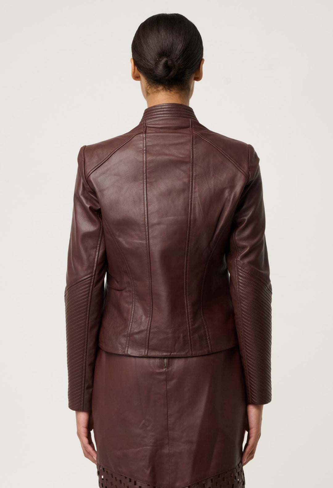 Once Was | Acer Leather Shawl Collar Detail Jacket | Oxblood - Dutch Hideout