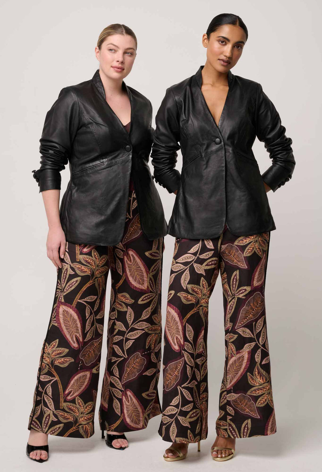 Once Was | Calypso Genuine Leather Panelled Blazer | Black