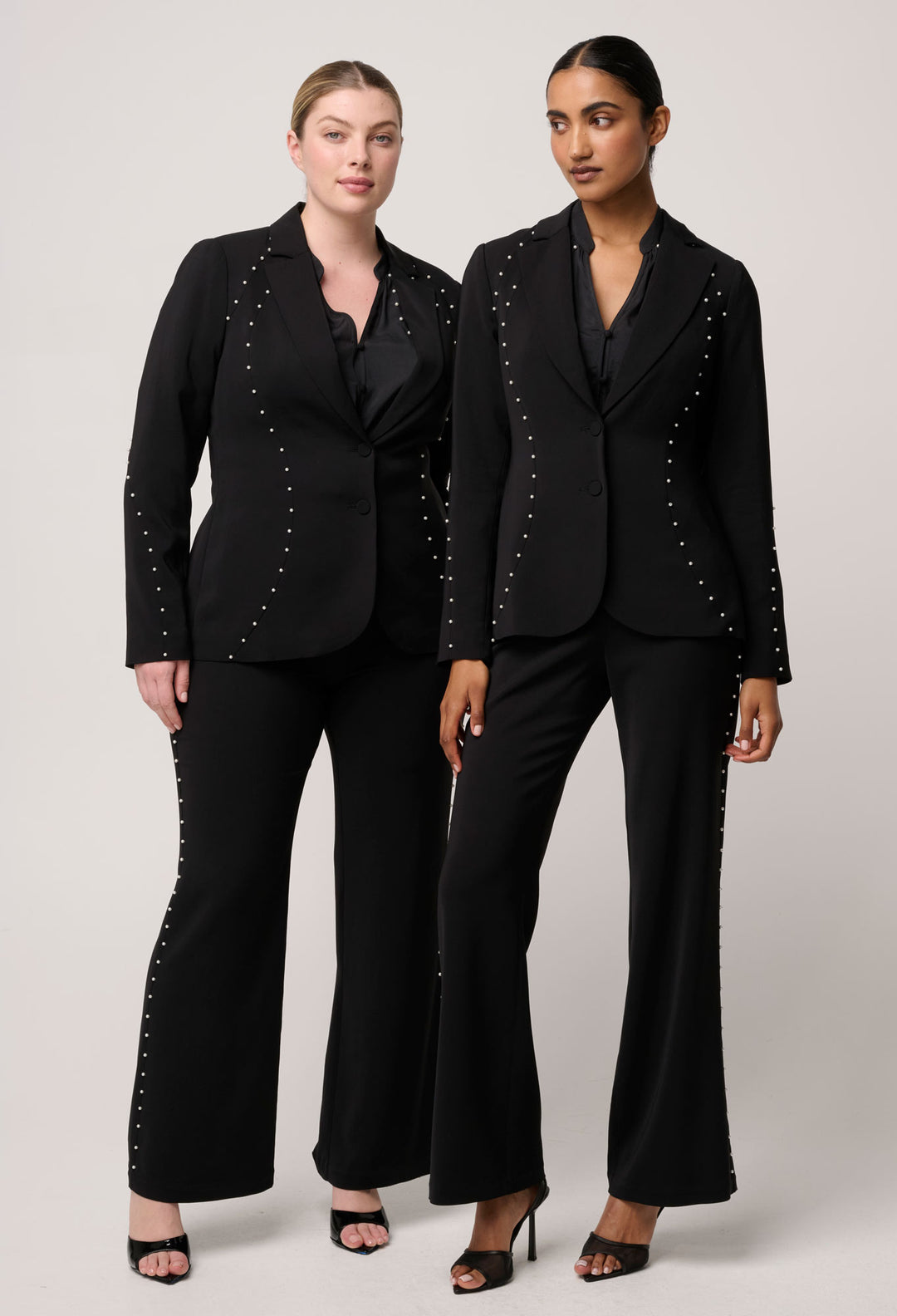 Once Was | Marcela Pearl Embellished Viscose Stretch Blazer | Black - Dutch Hideout