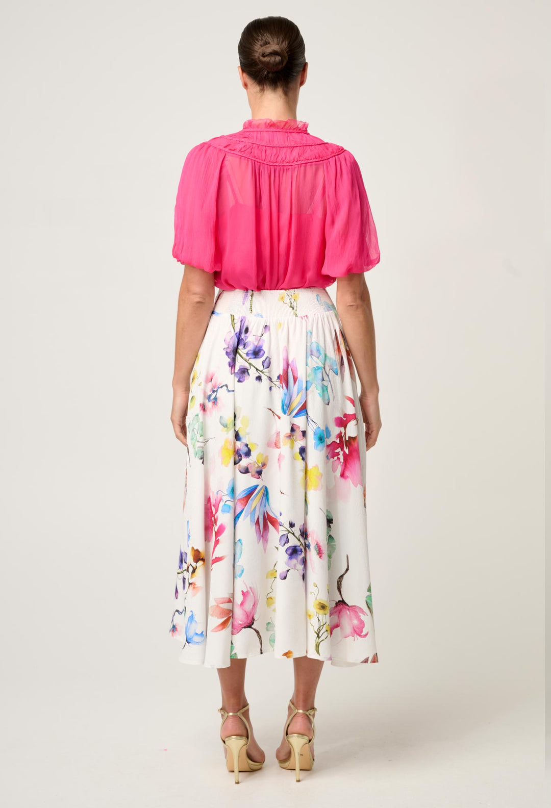 Once Was | Pandorea Viscose Dobby Yoke Skirt | Plume Blossom