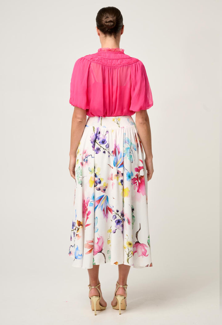 Once Was | Pandorea Viscose Dobby Yoke Skirt | Plume Blossom