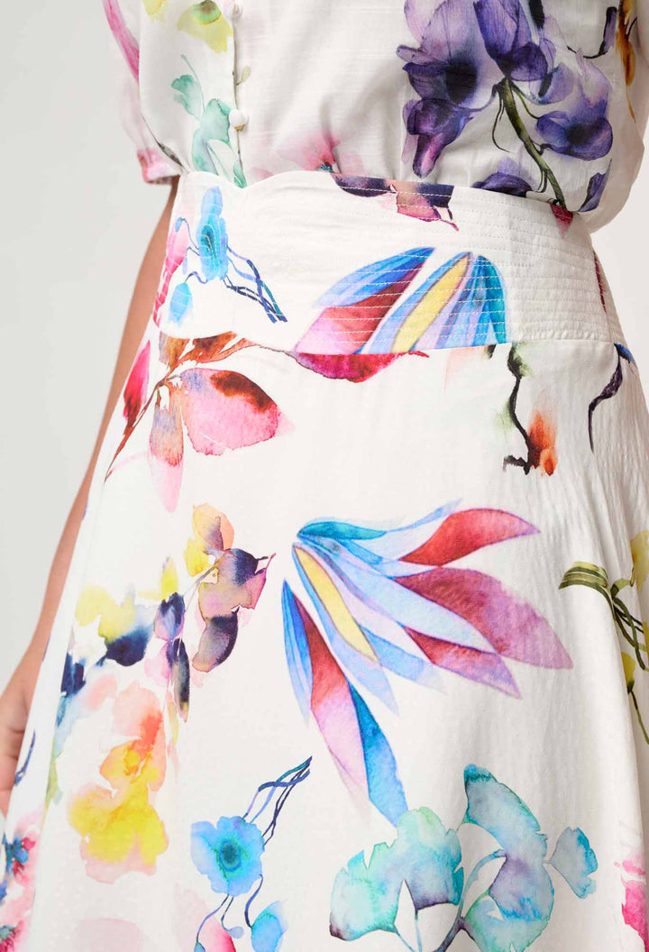 Once Was | Pandorea Viscose Dobby Yoke Skirt | Plume Blossom