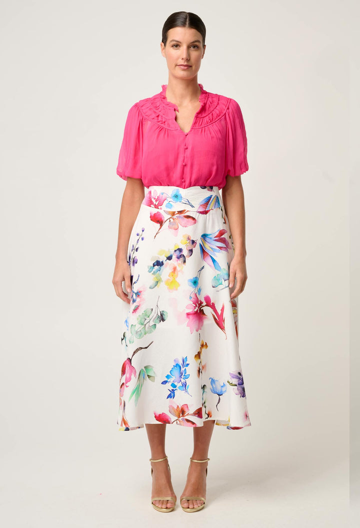 Once Was | Pandorea Viscose Dobby Yoke Skirt | Plume Blossom