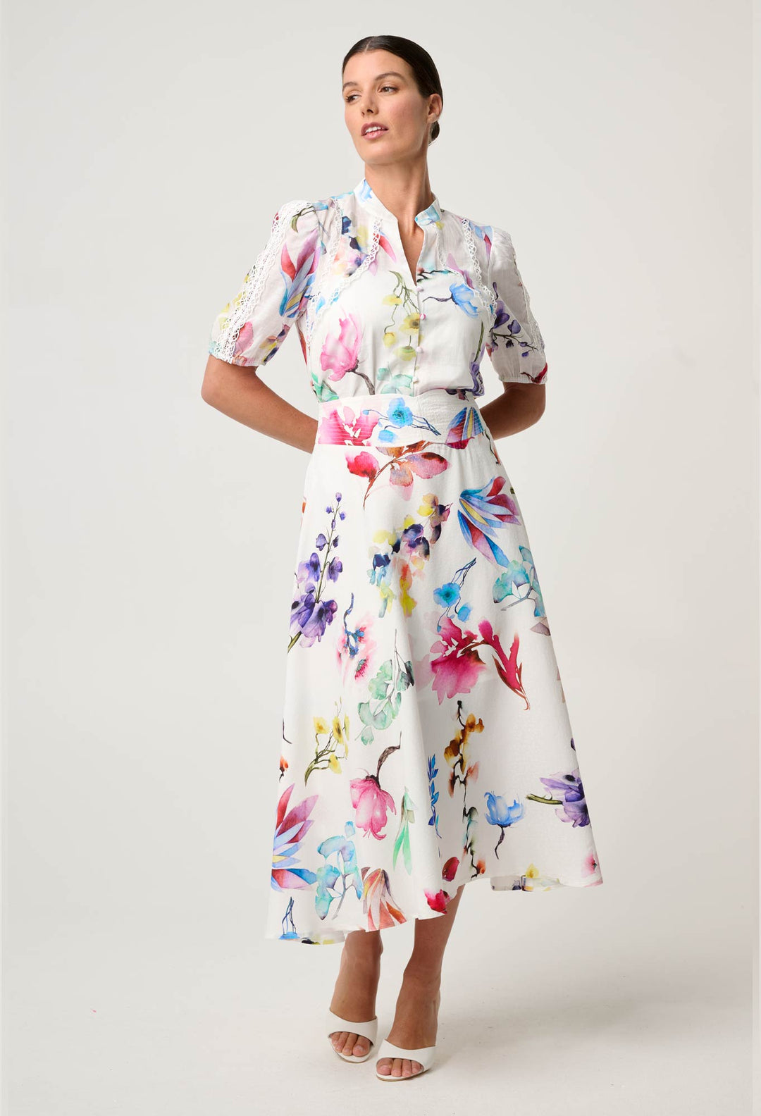 Once Was | Pandorea Viscose Dobby Yoke Skirt | Plume Blossom