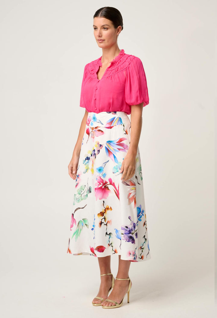 Once Was | Pandorea Viscose Dobby Yoke Skirt | Plume Blossom