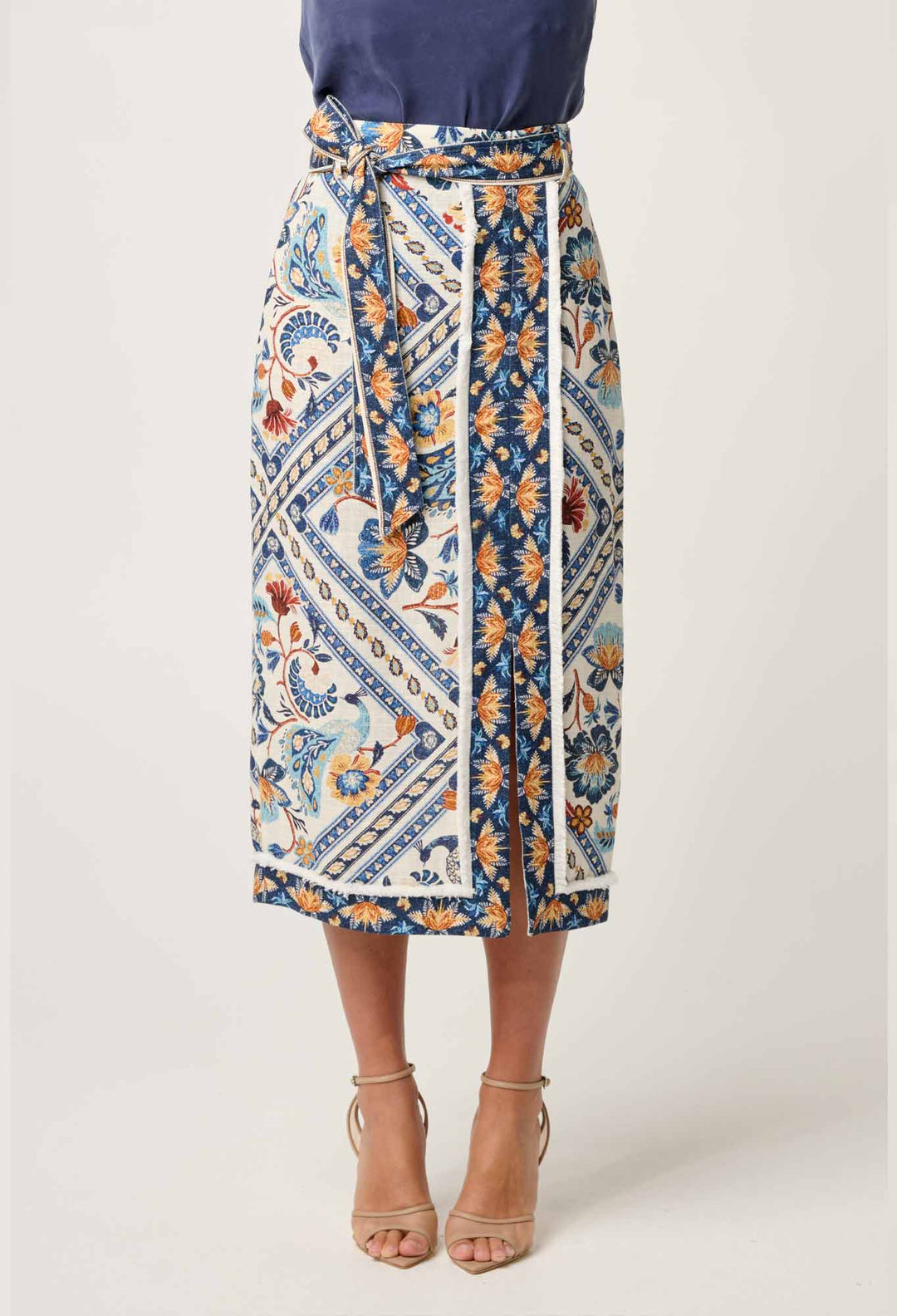 Once Was | Zenobia Viscose Fringe Midi Skirt | Petinos Floros