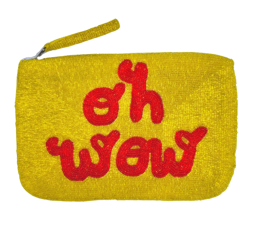 The Jacksons | OH Wow in Yellow and Red Handmade Beaded Clutch